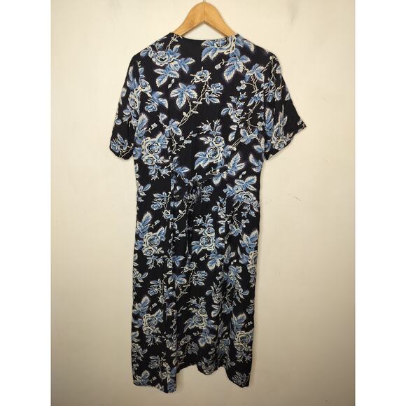 Serengeti Floral Midi Dress Button Front Pockets Cottage Modest - Picture 7 of 9